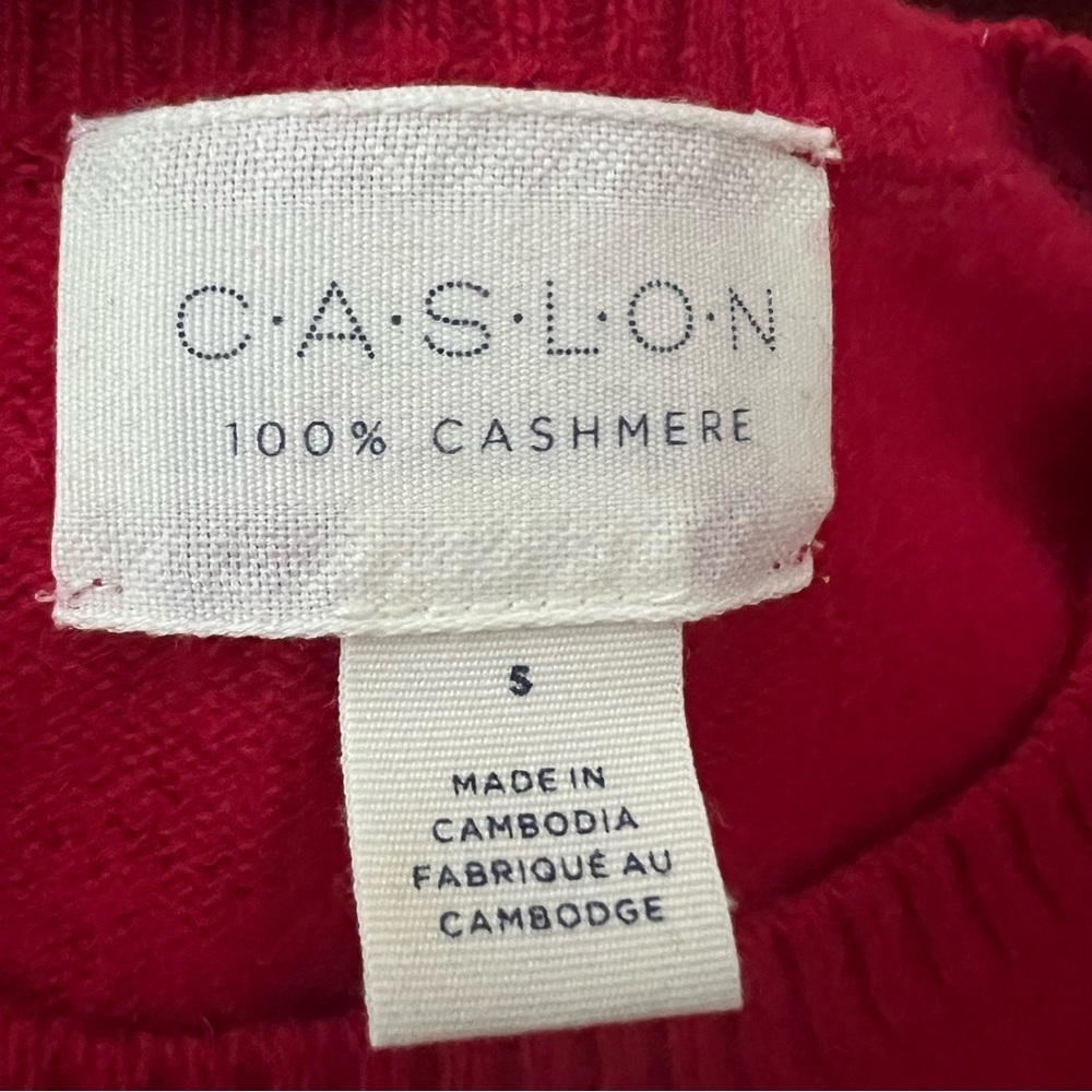 Caslon 100% Cashmere Vibrant Red Crewneck Sweater Women’s Size Small - Picture 8 of 11